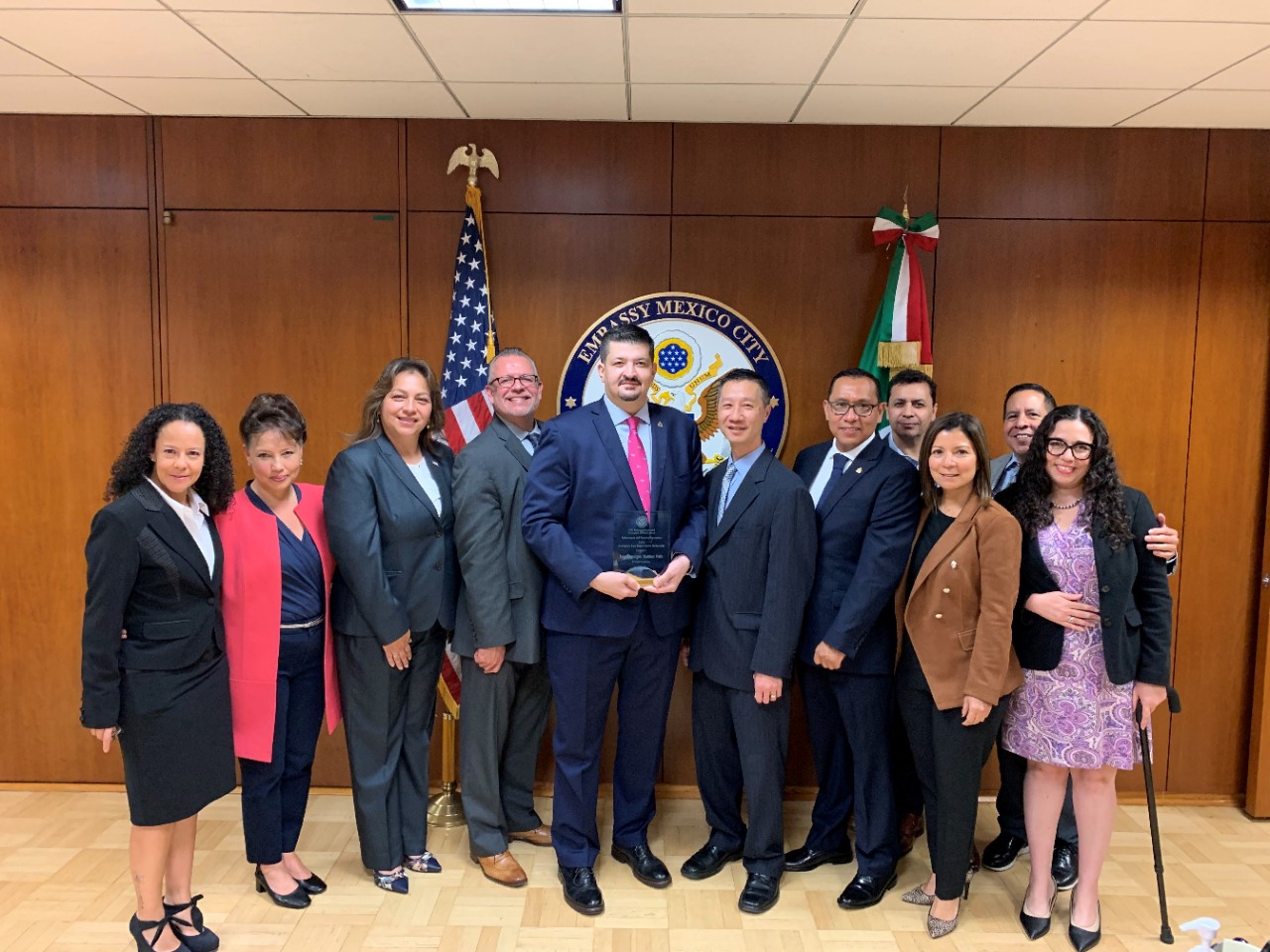 Courtesy photo was taken Sept. 20. Interpol Mexico Director General Jorge Dominguez Martinez Vertiz is holding the award.