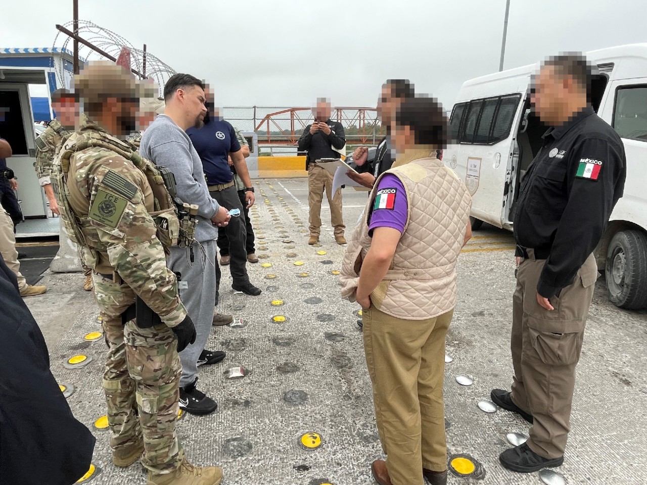 Jose Sanchez Macias, a 36-year-old unlawfully present Mexican national, was transported by ICE officers Nov. 10 from the South Texas ICE Processing Center in Pearsall to the Eagle Pass International Bridge II in Eagle Pass, Texas. Sanchez was walked to the international line and turned over to Mexican law enforcement officials without incident.