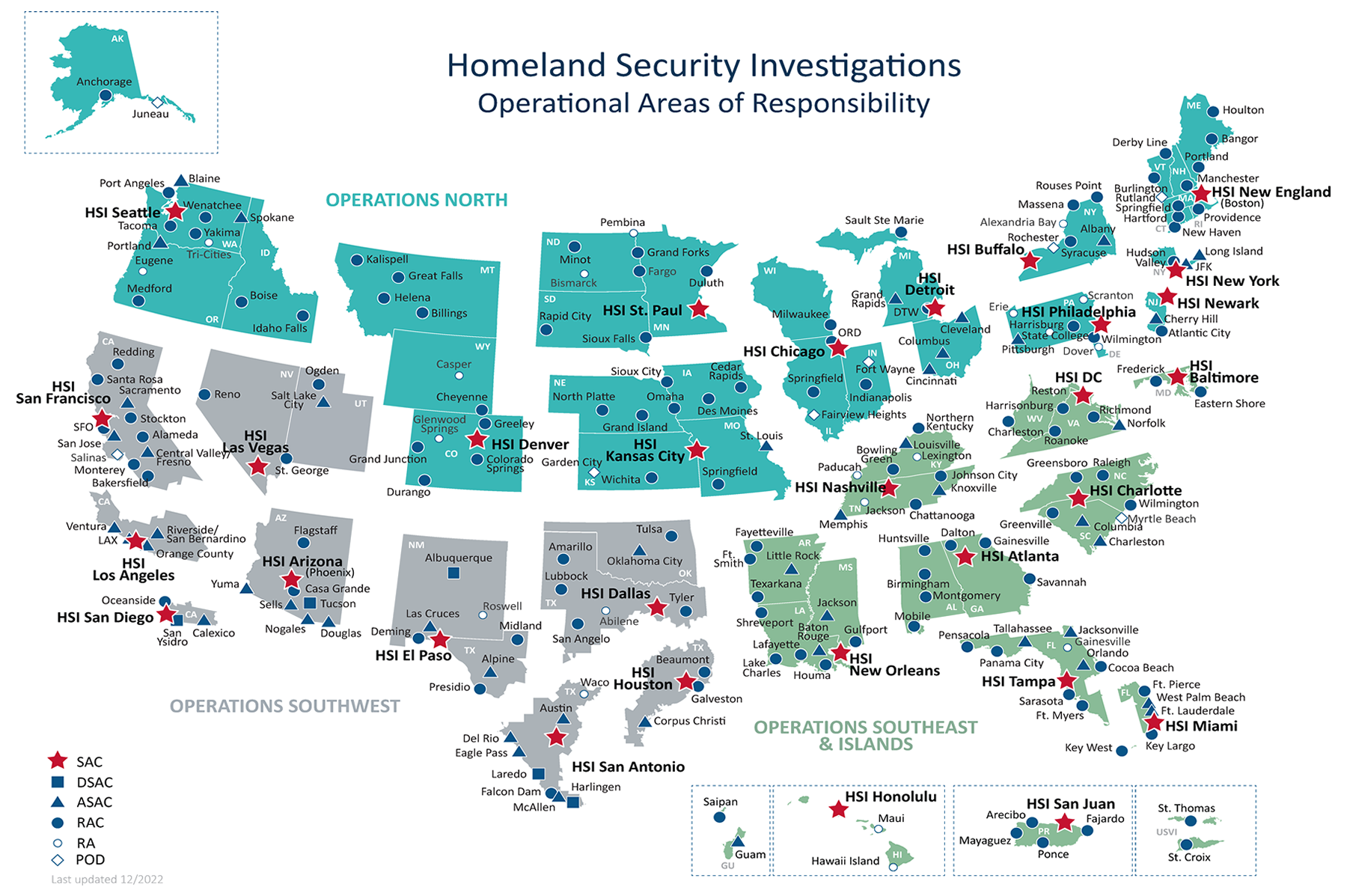 HSI Domestic Footprint map